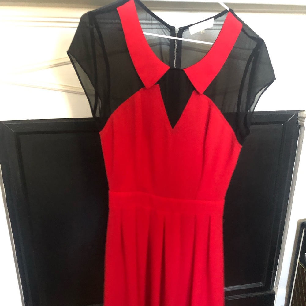 Black and red collared party dress, size S